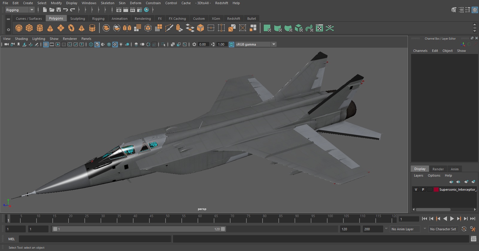 3D Supersonic Interceptor Aircraft Flight model