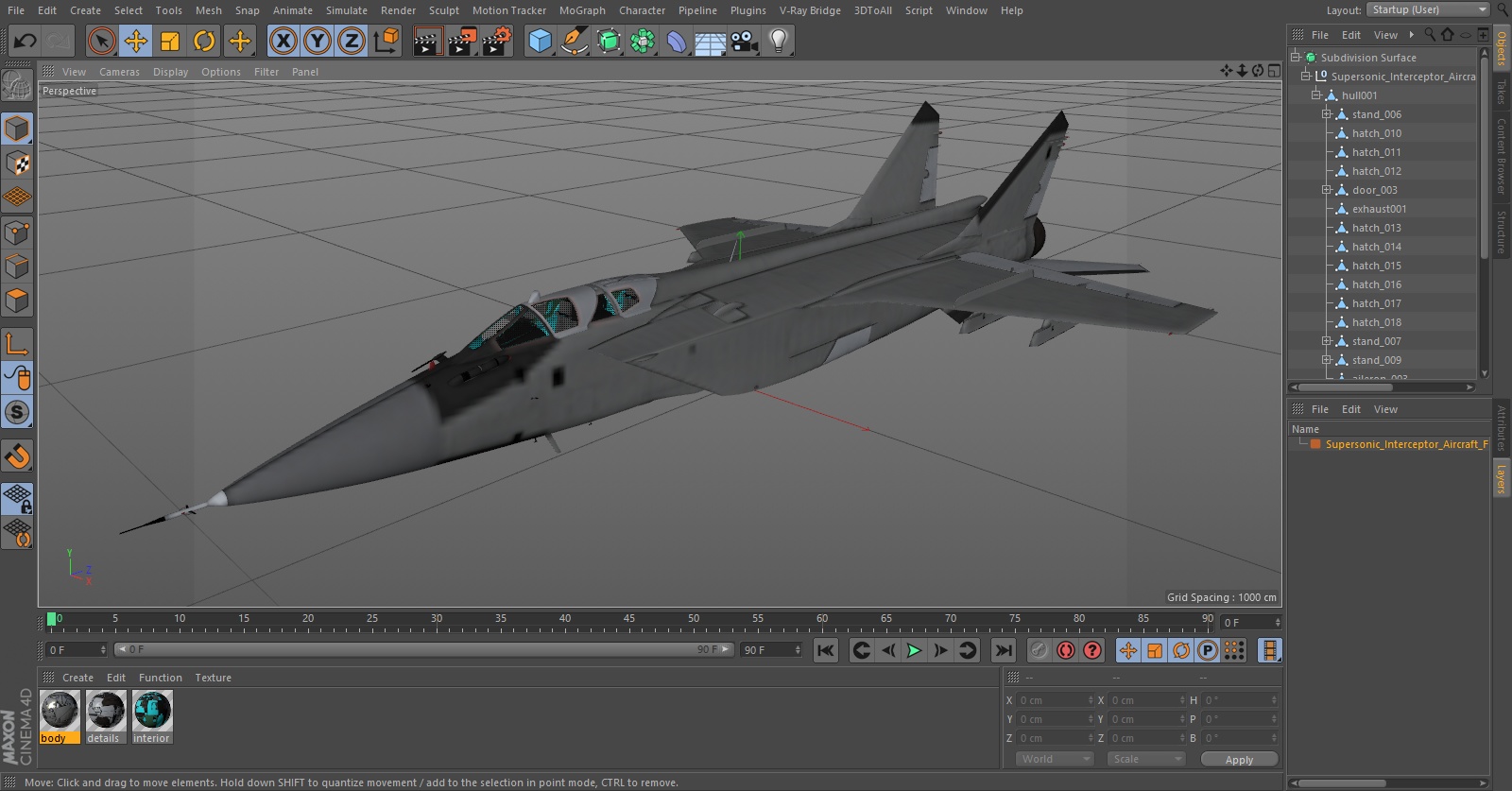 3D Supersonic Interceptor Aircraft Flight model