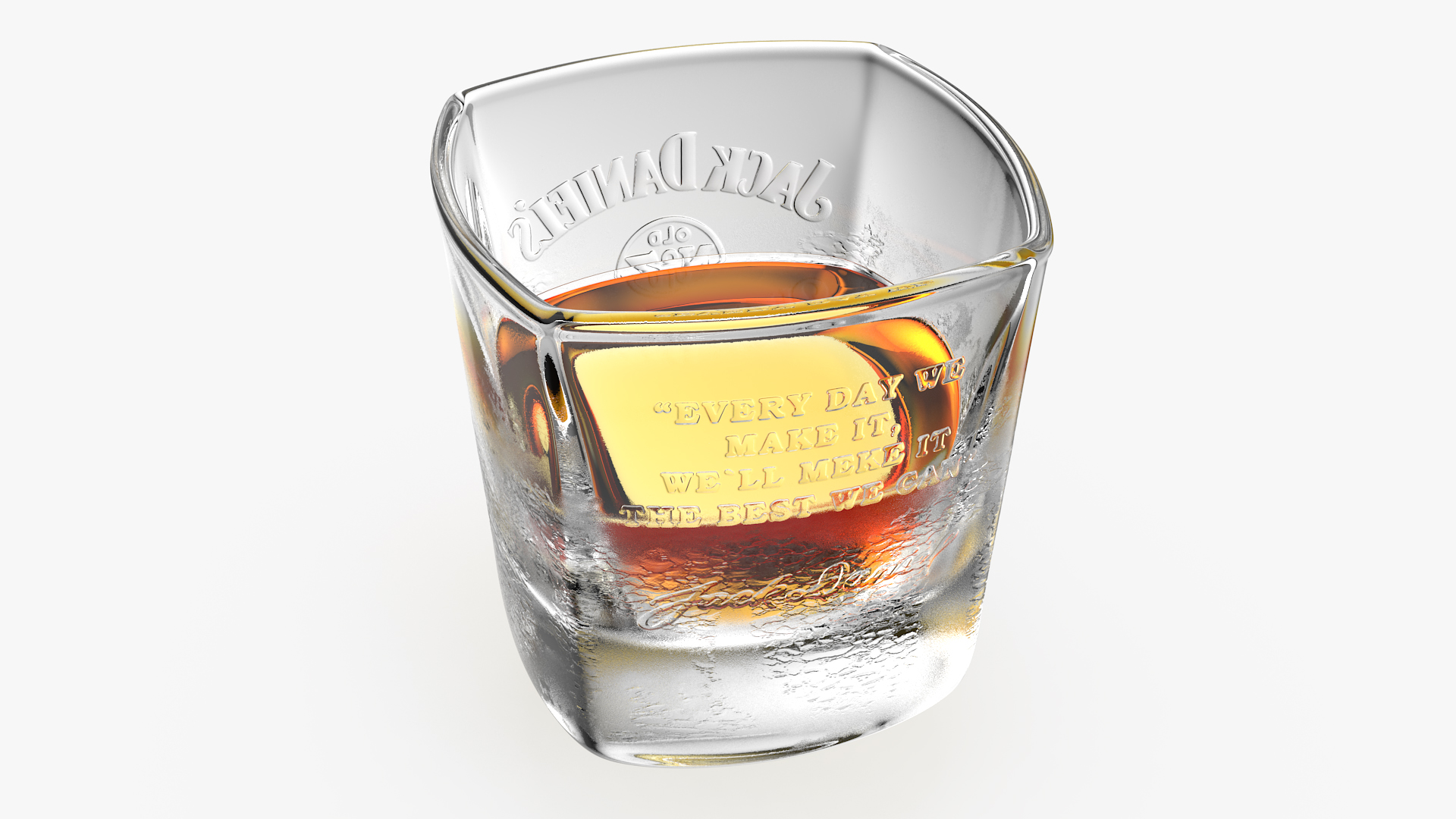 Jack Daniels Misted Rocks Glass With Whiskey 3D model