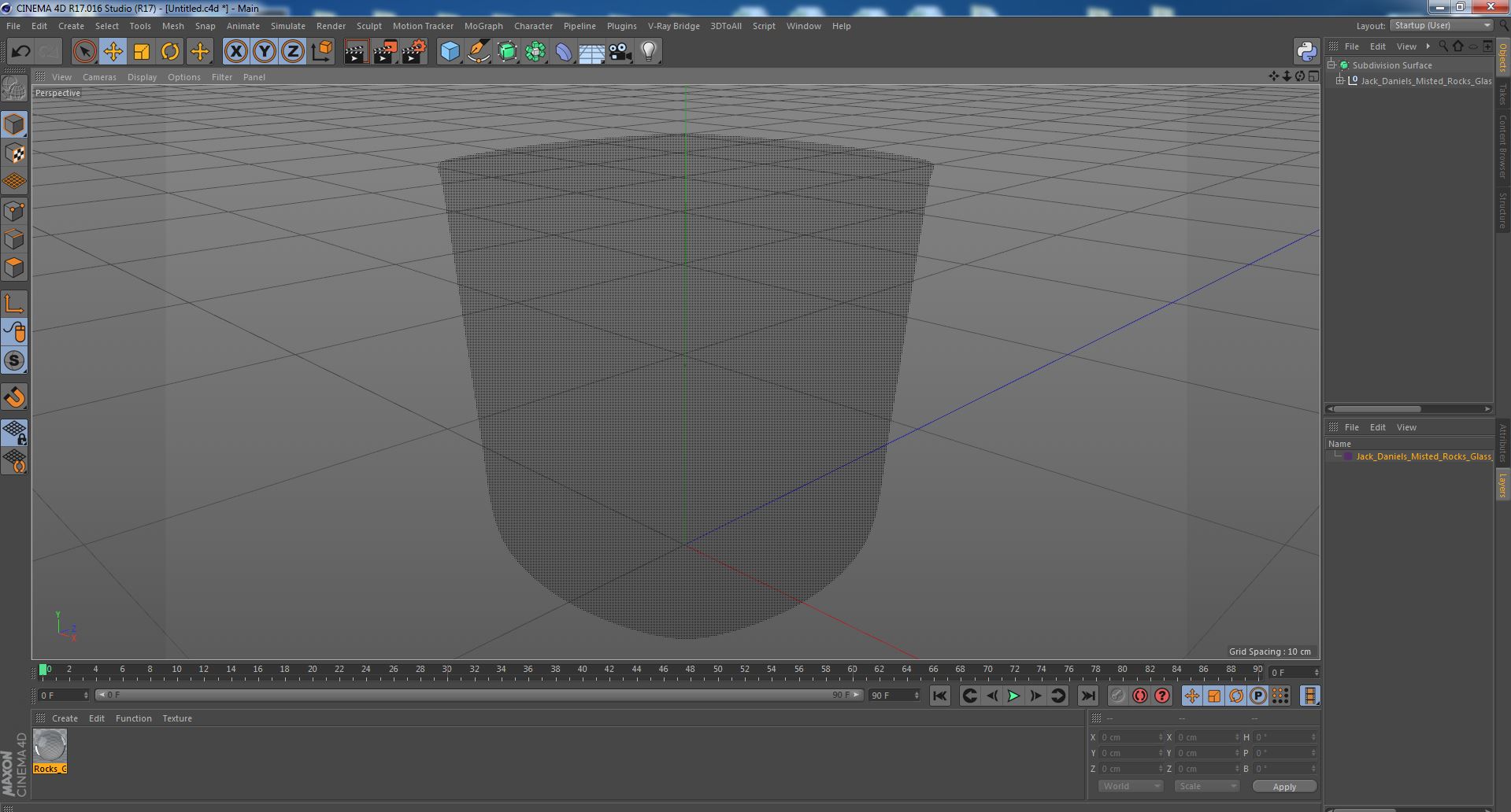 Jack Daniels Misted Rocks Glass With Whiskey 3D model