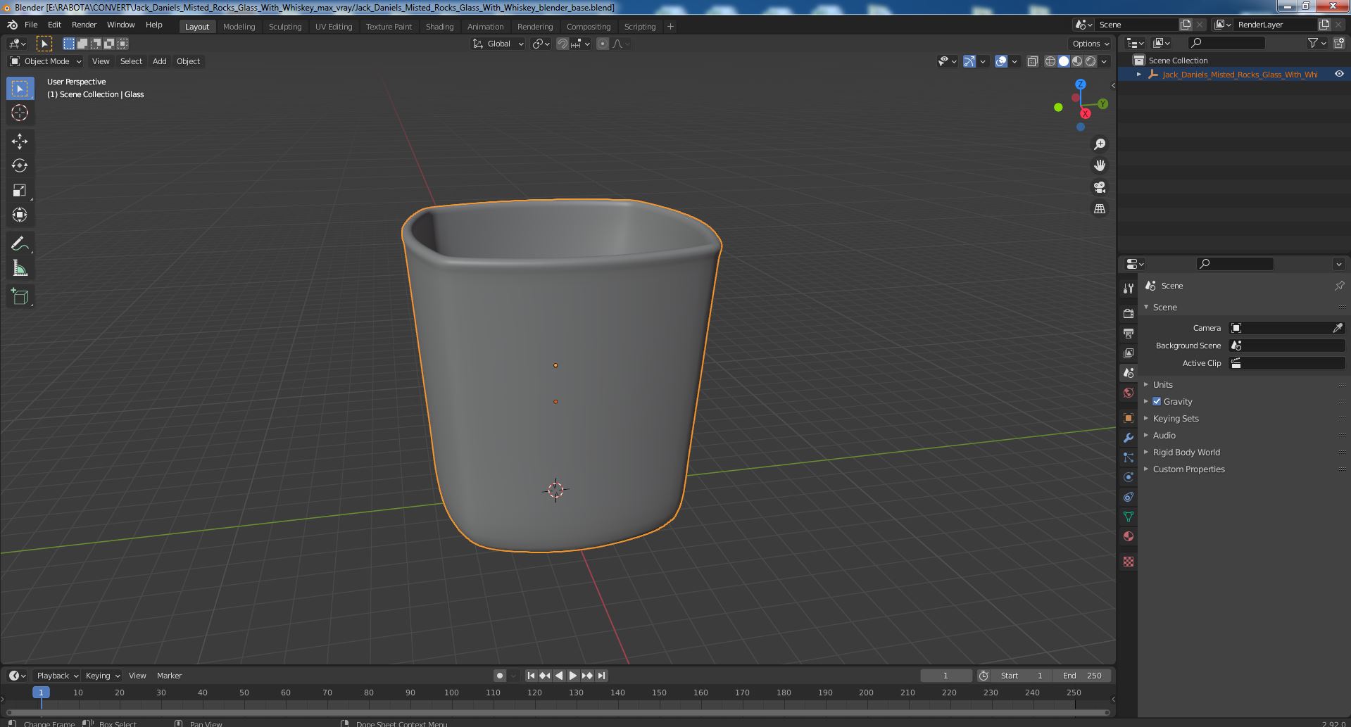 Jack Daniels Misted Rocks Glass With Whiskey 3D model