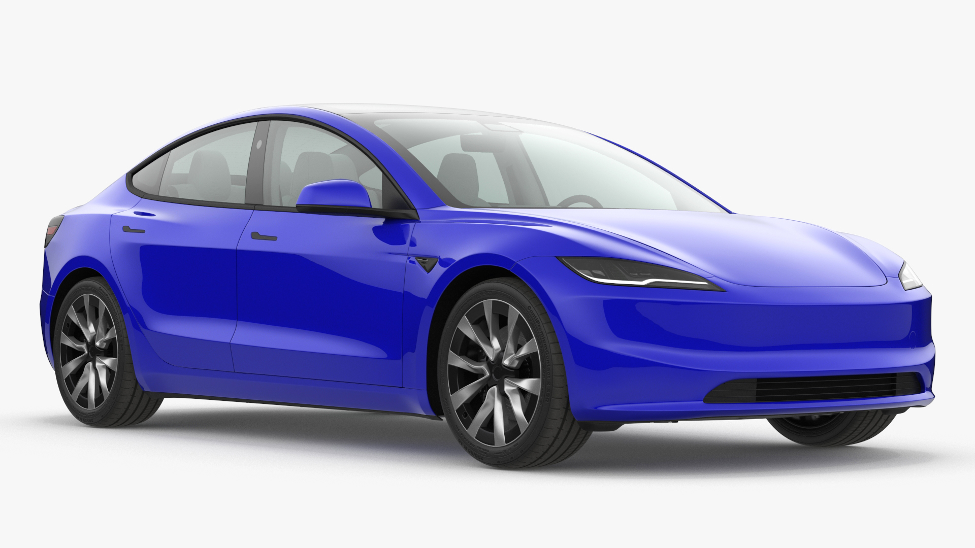 Modern Electric Car Blue Lights On 3D model