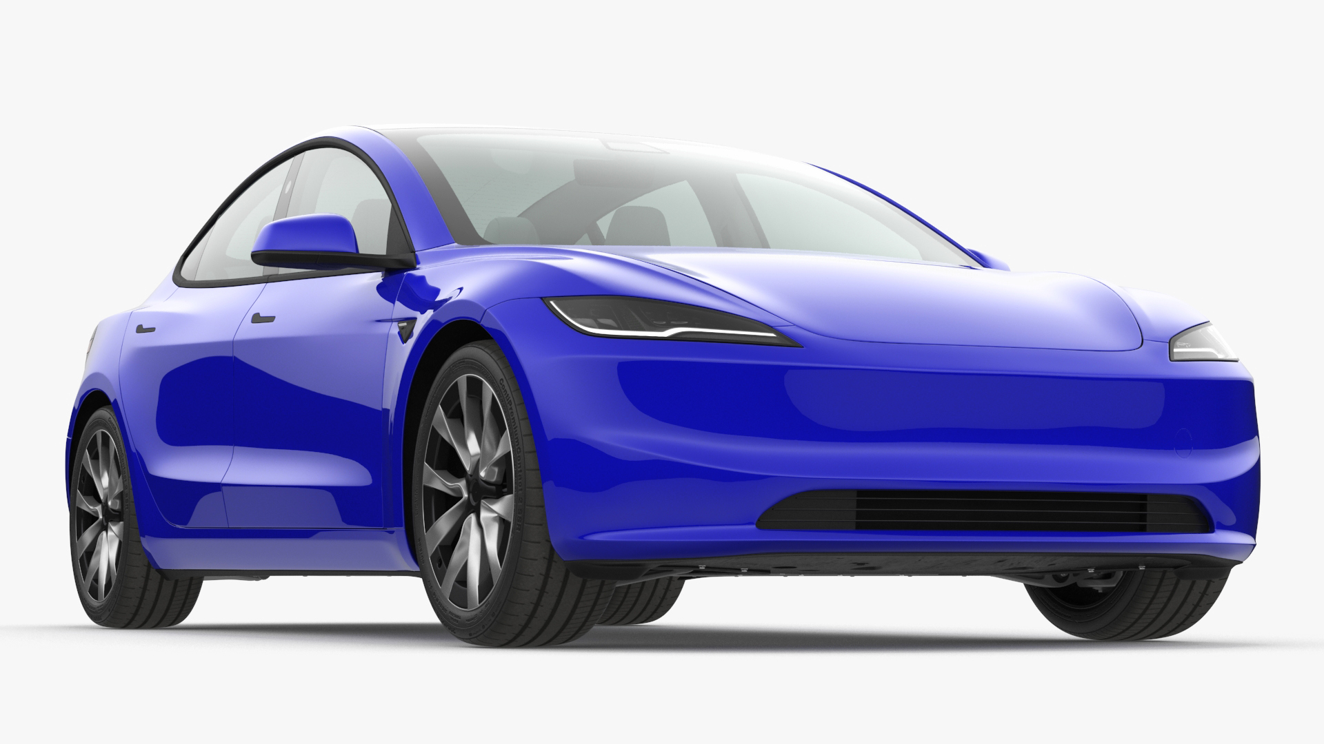 Modern Electric Car Blue Lights On 3D model