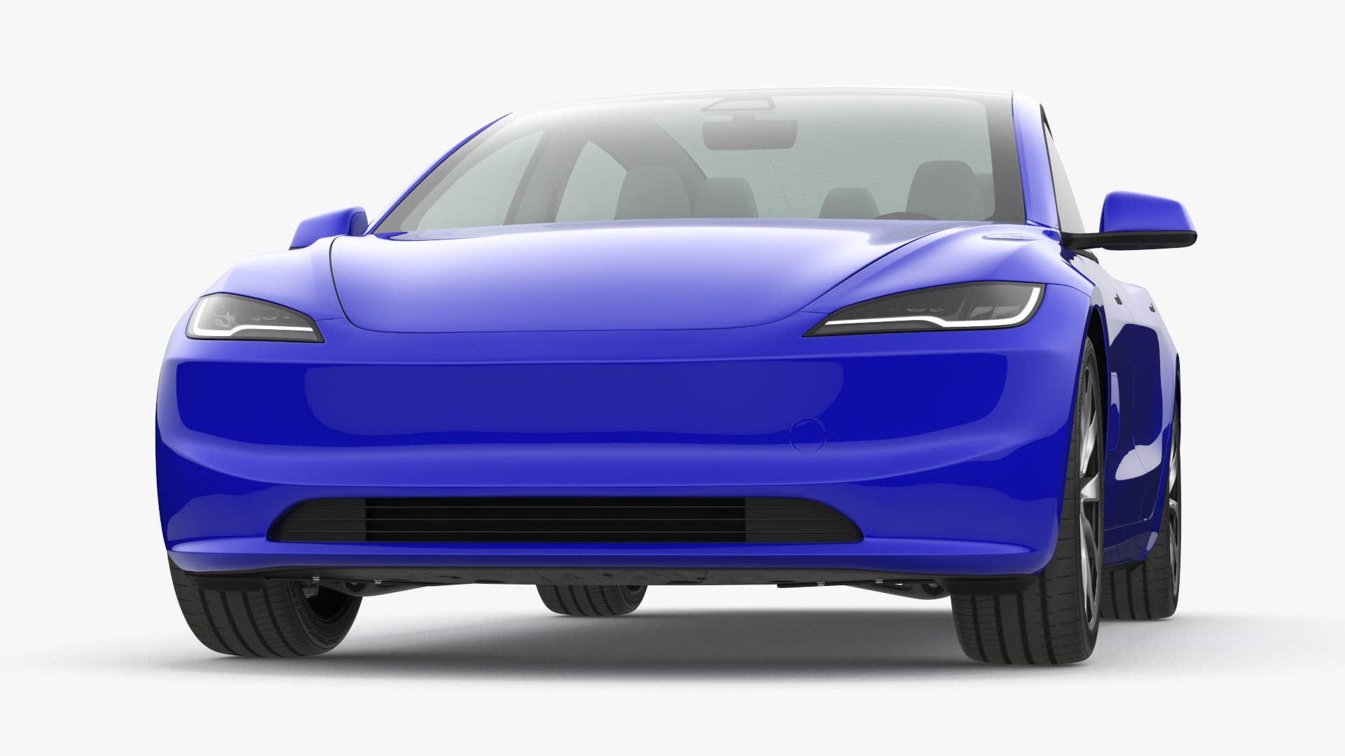 Modern Electric Car Blue Lights On 3D model