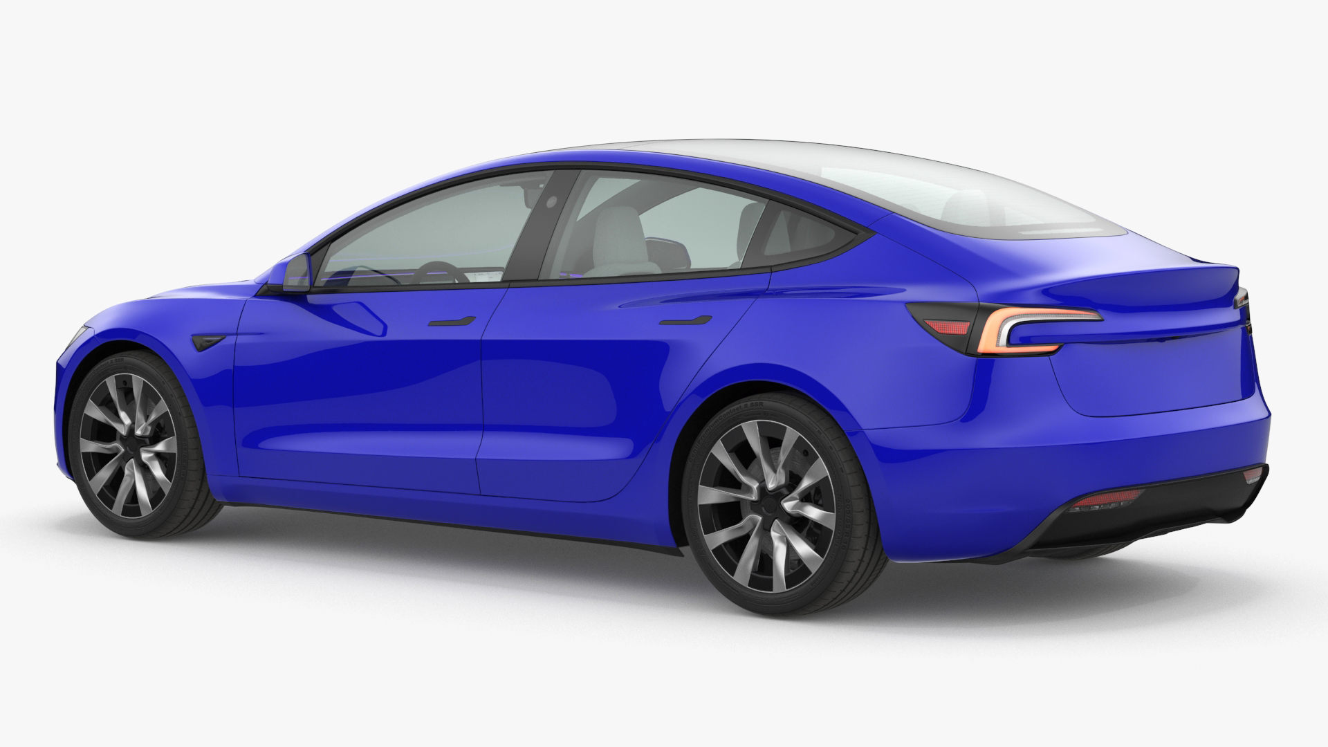 Modern Electric Car Blue Lights On 3D model