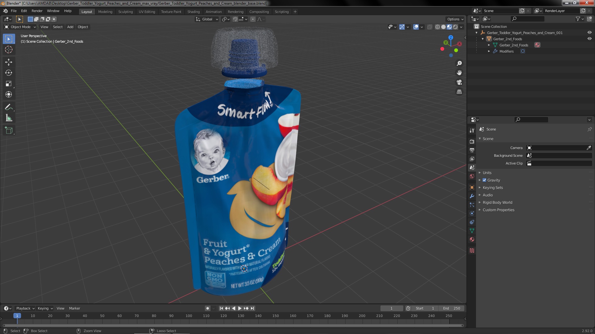 Gerber Toddler Yogurt Peaches and Cream 3D model
