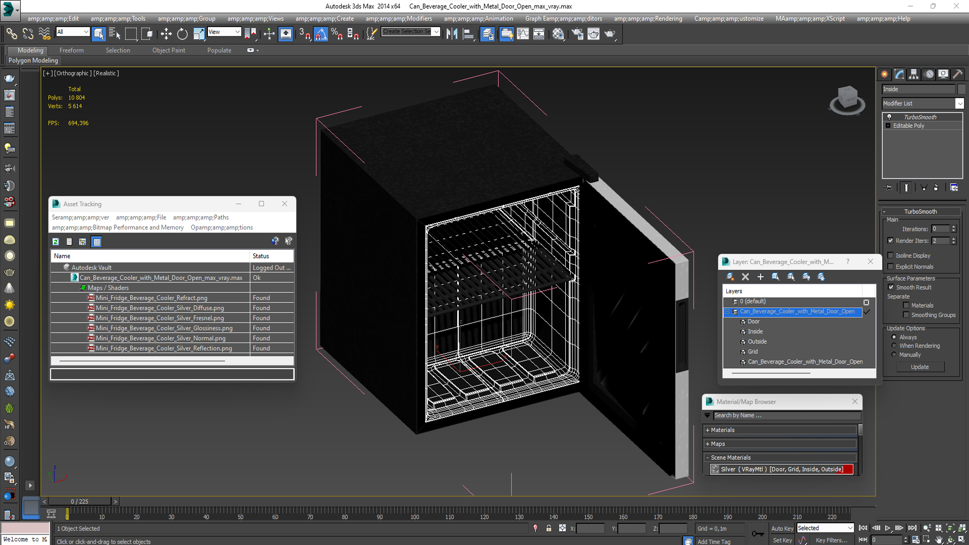 3D model Can Beverage Cooler with Metal Door Open