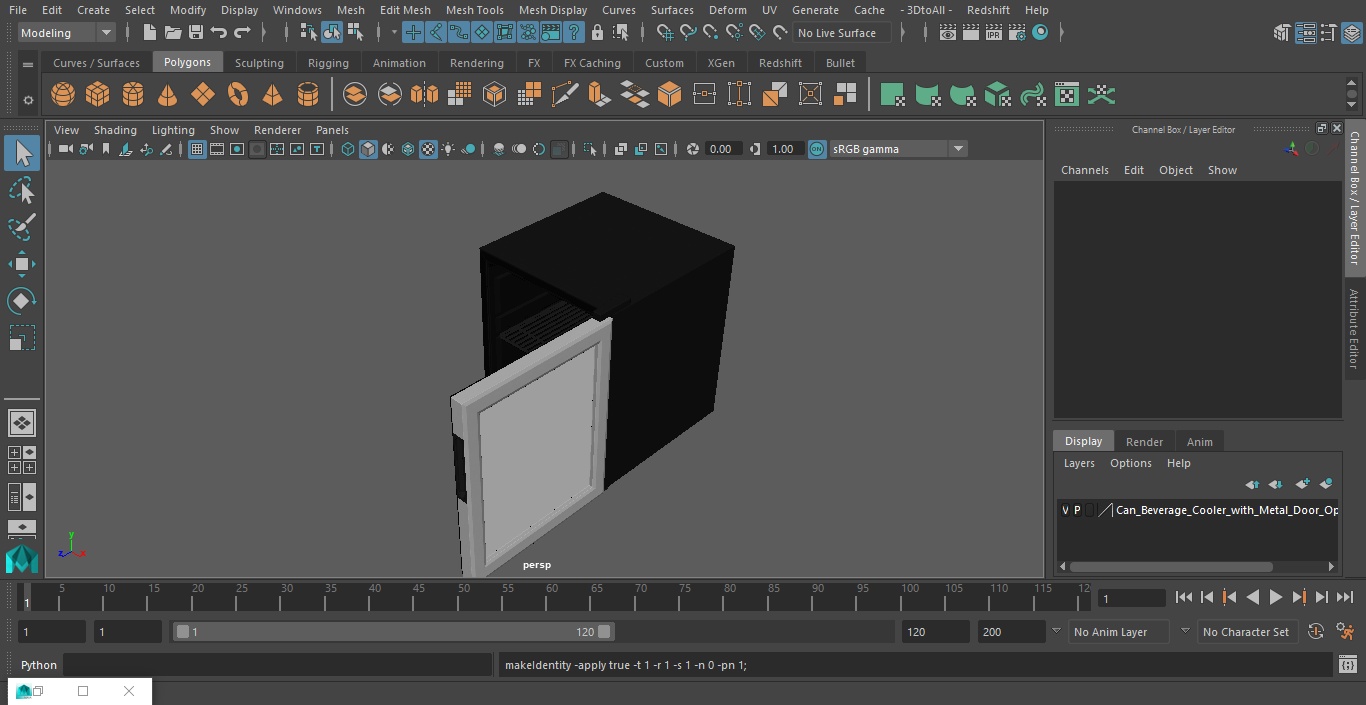 3D model Can Beverage Cooler with Metal Door Open