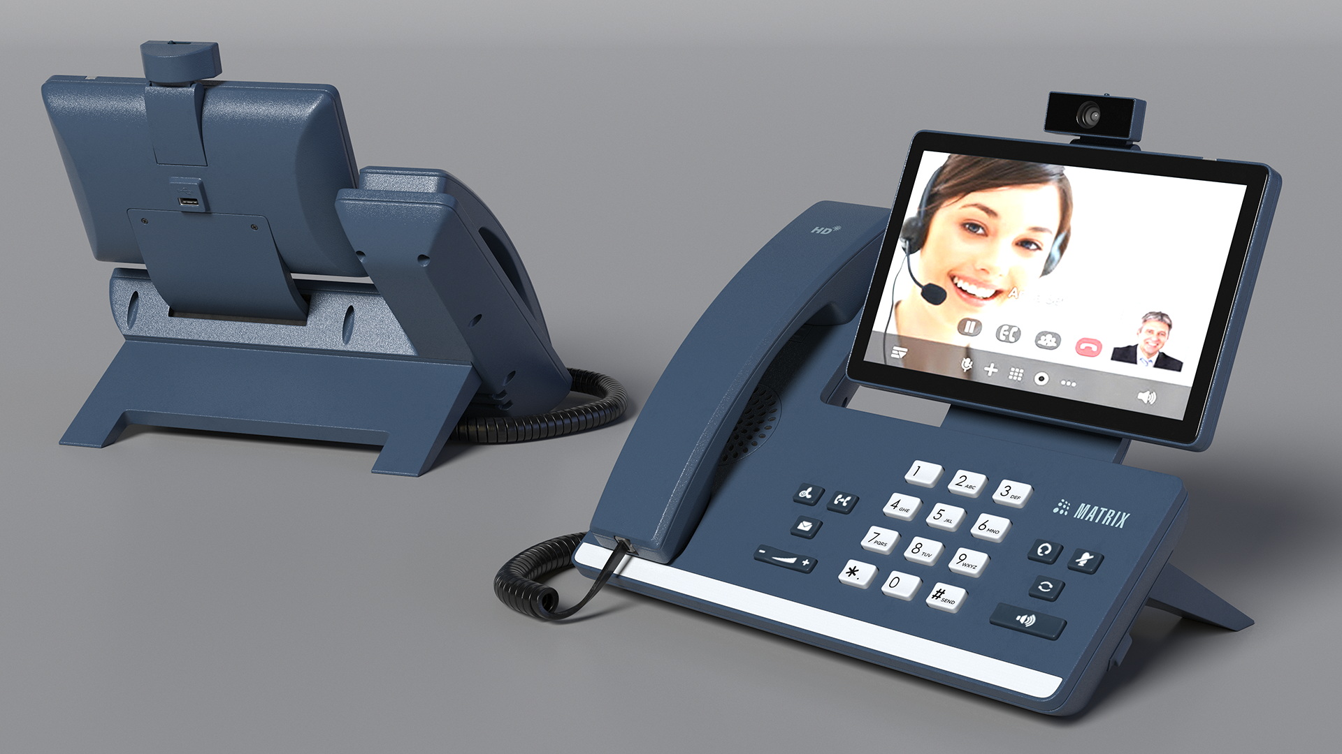 Smart Video IP Phone Matrix Blue Lights On 3D