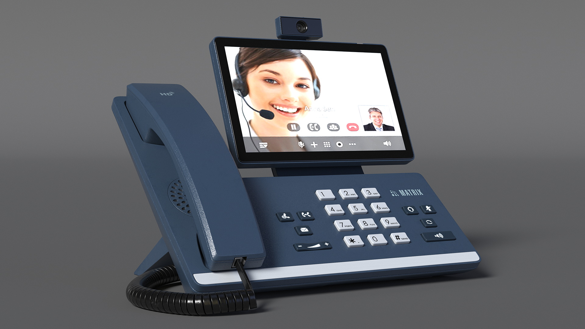 Smart Video IP Phone Matrix Blue Lights On 3D
