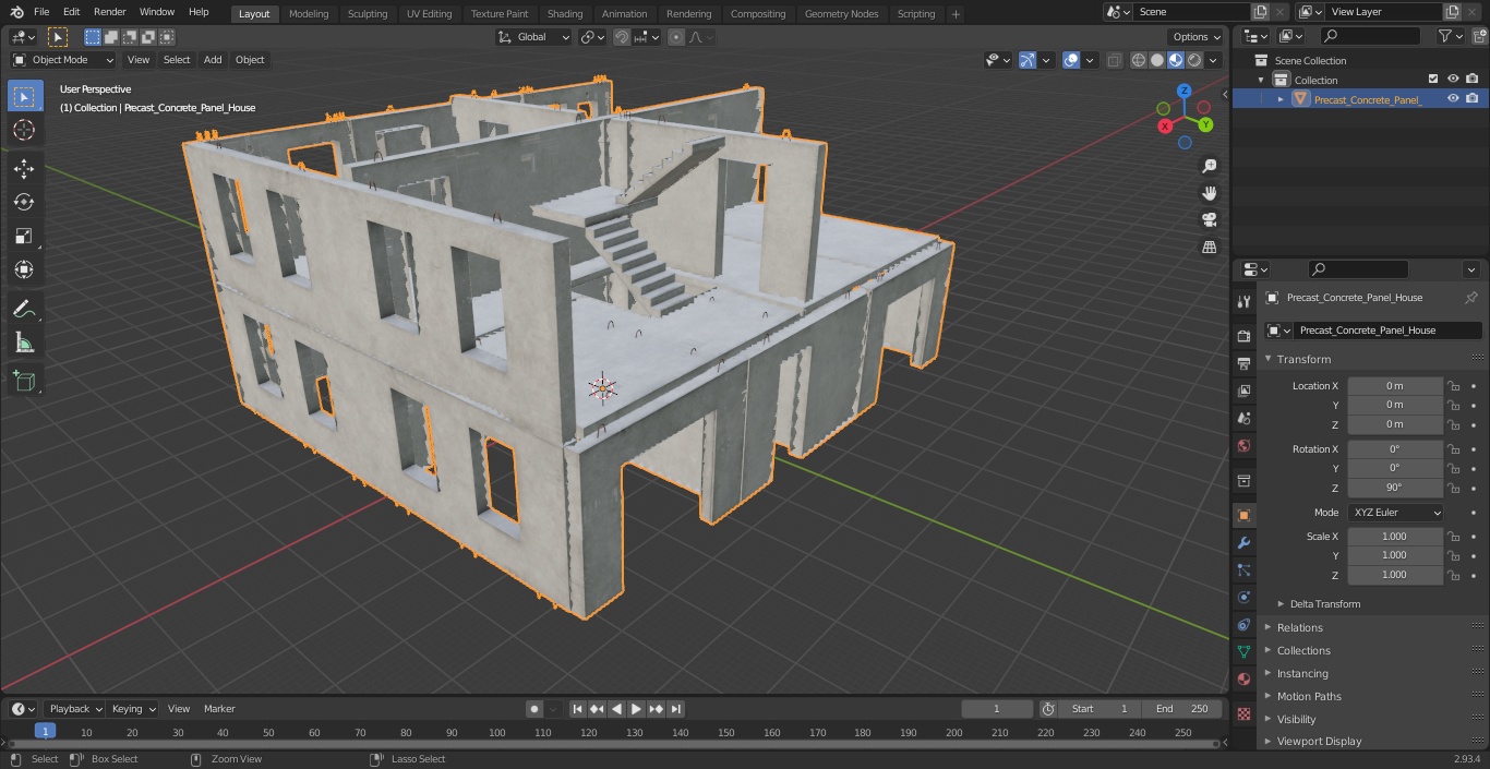 3D Precast Concrete Panel House model