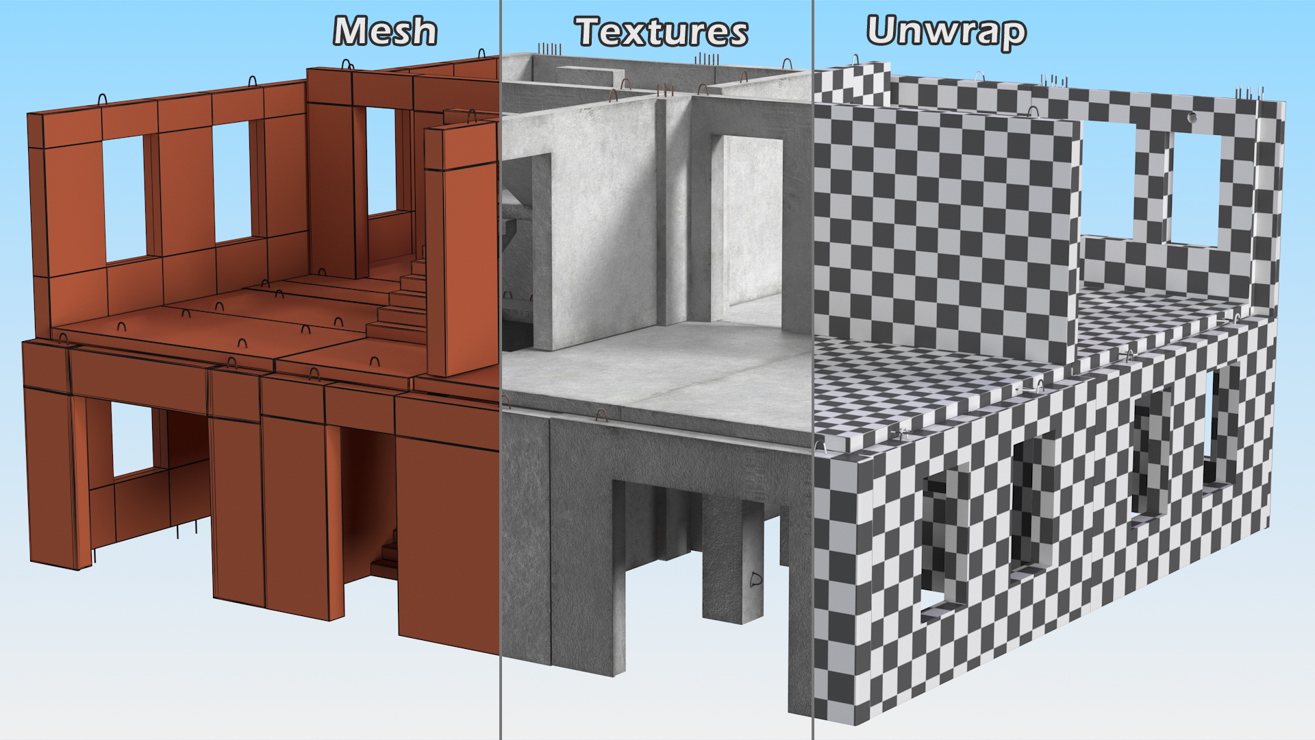 3D Precast Concrete Panel House model