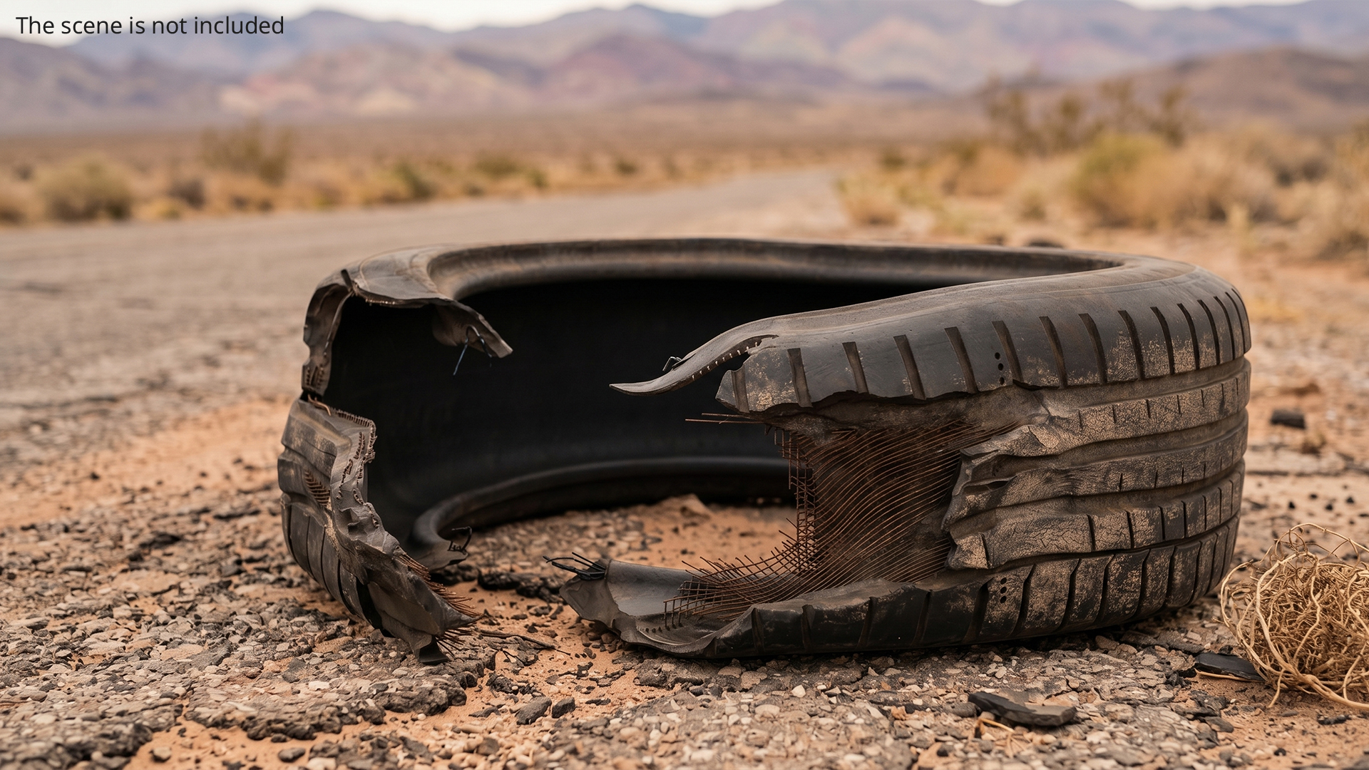 Torn Car Tire Black Used - view 4