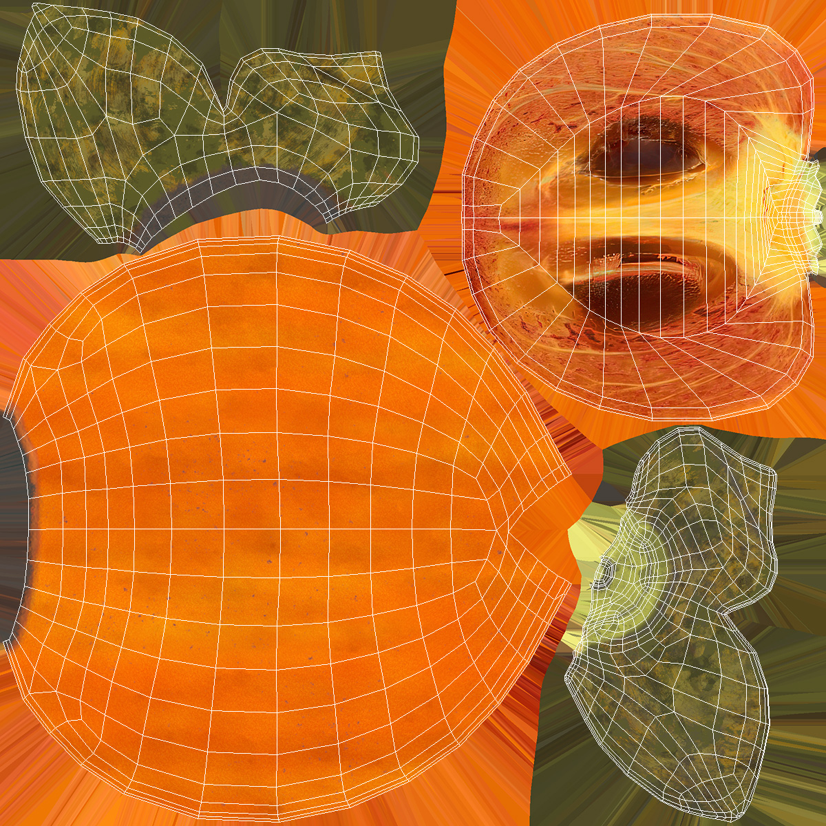 3D model Persimmon Fruit Half