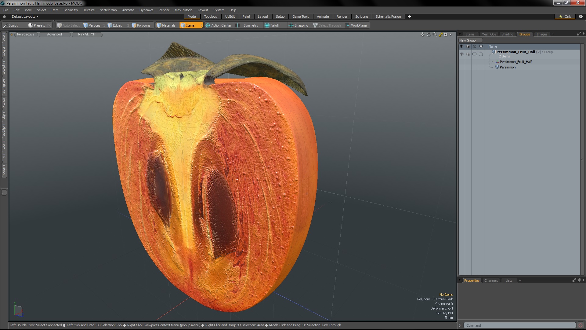 3D model Persimmon Fruit Half