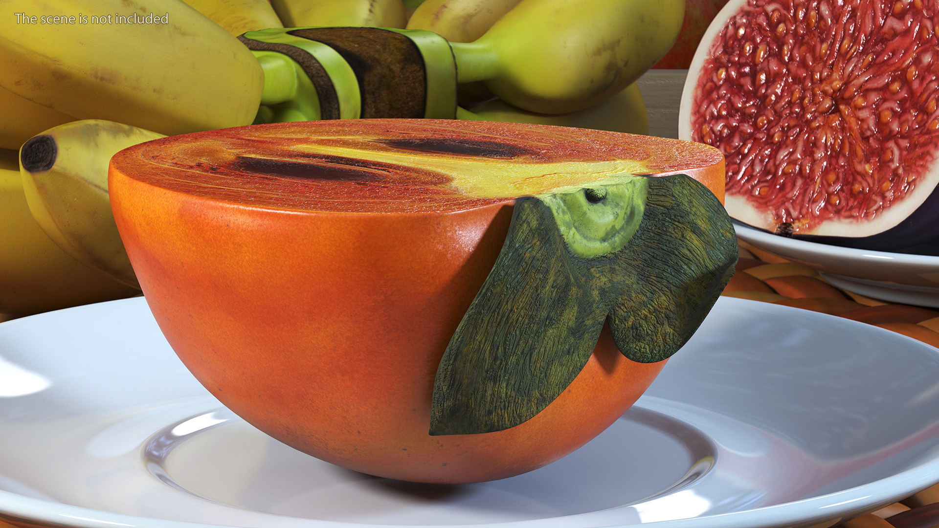 3D model Persimmon Fruit Half
