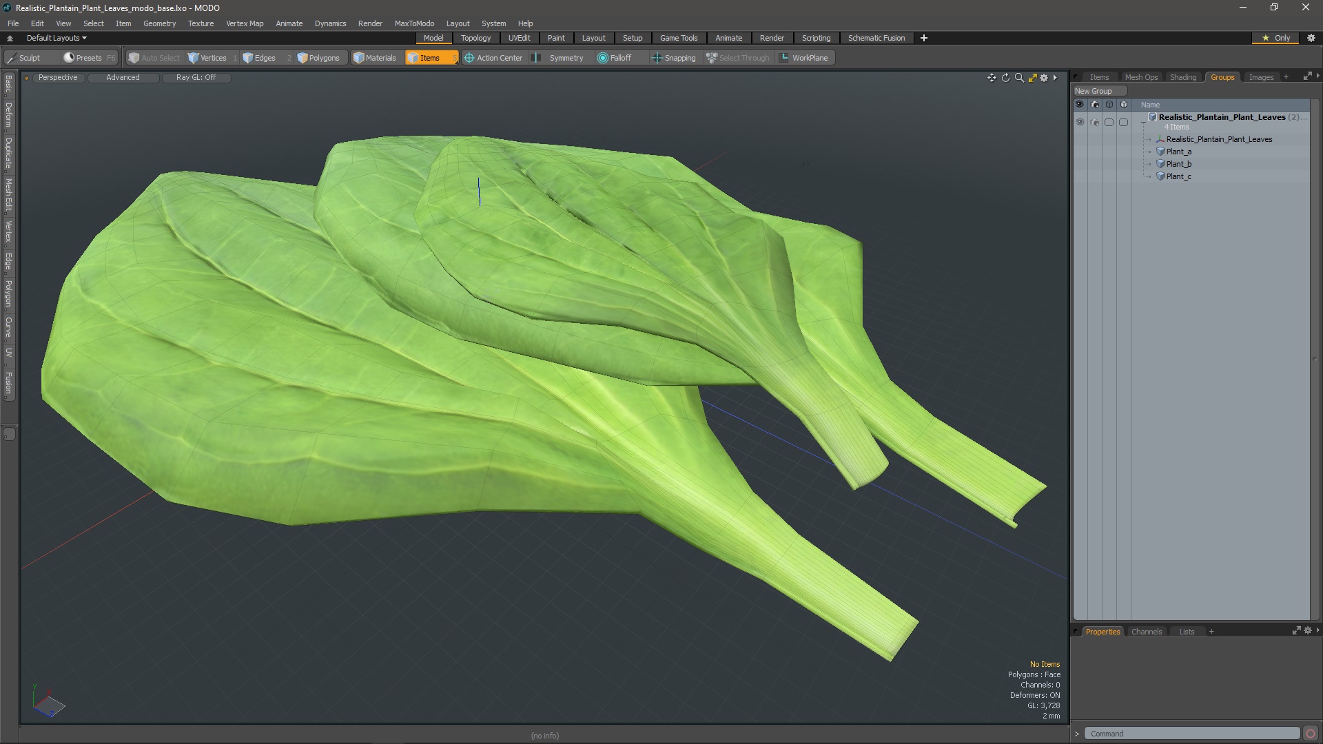 3D Realistic Plantain Plant Leaves