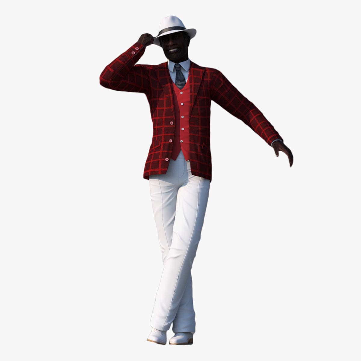 3D Afro American Elderly Man Formal Wear Rigged for Cinema 4D model