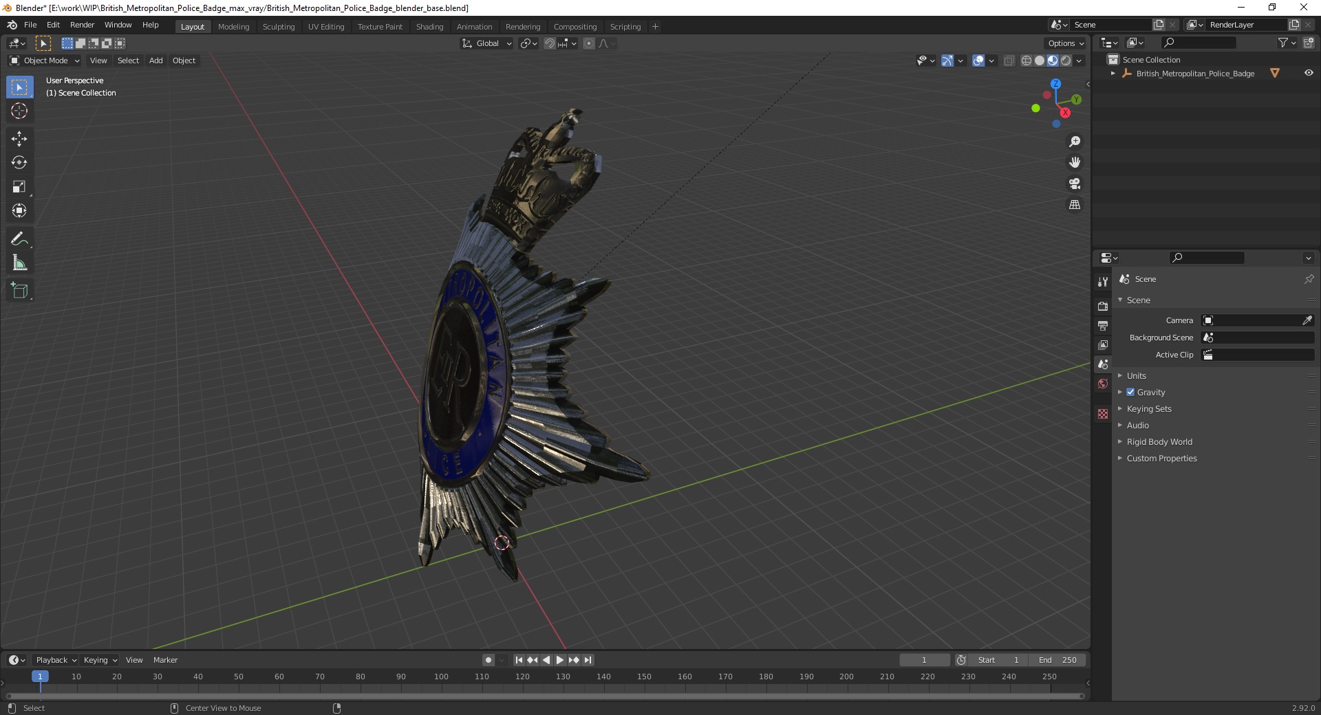 3D British Metropolitan Police Badge model