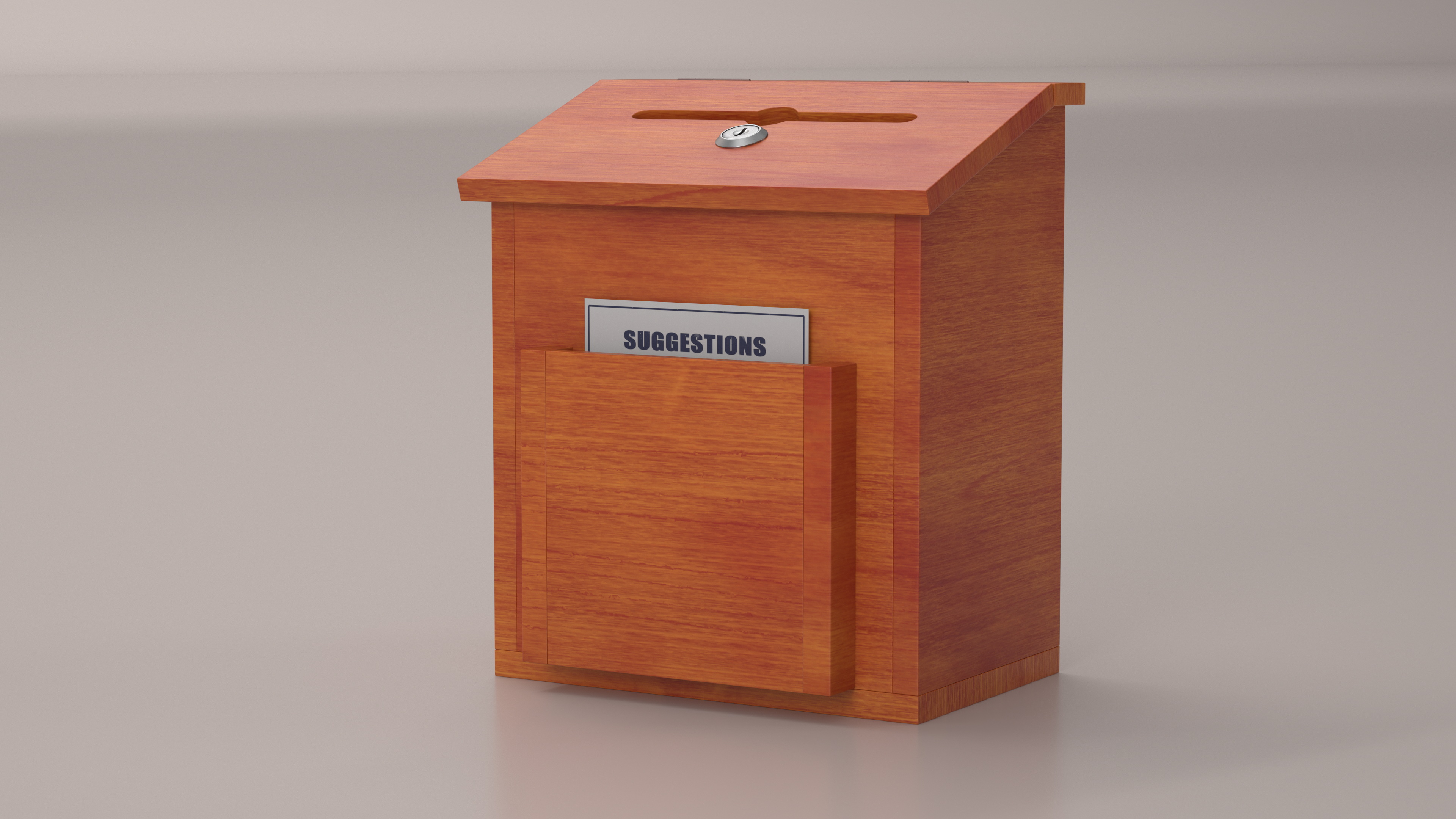 Brown Wooden Suggestion Box with Card 3D