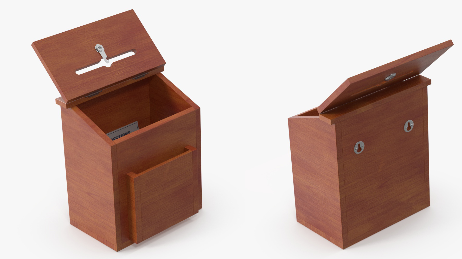 Brown Wooden Suggestion Box with Card 3D