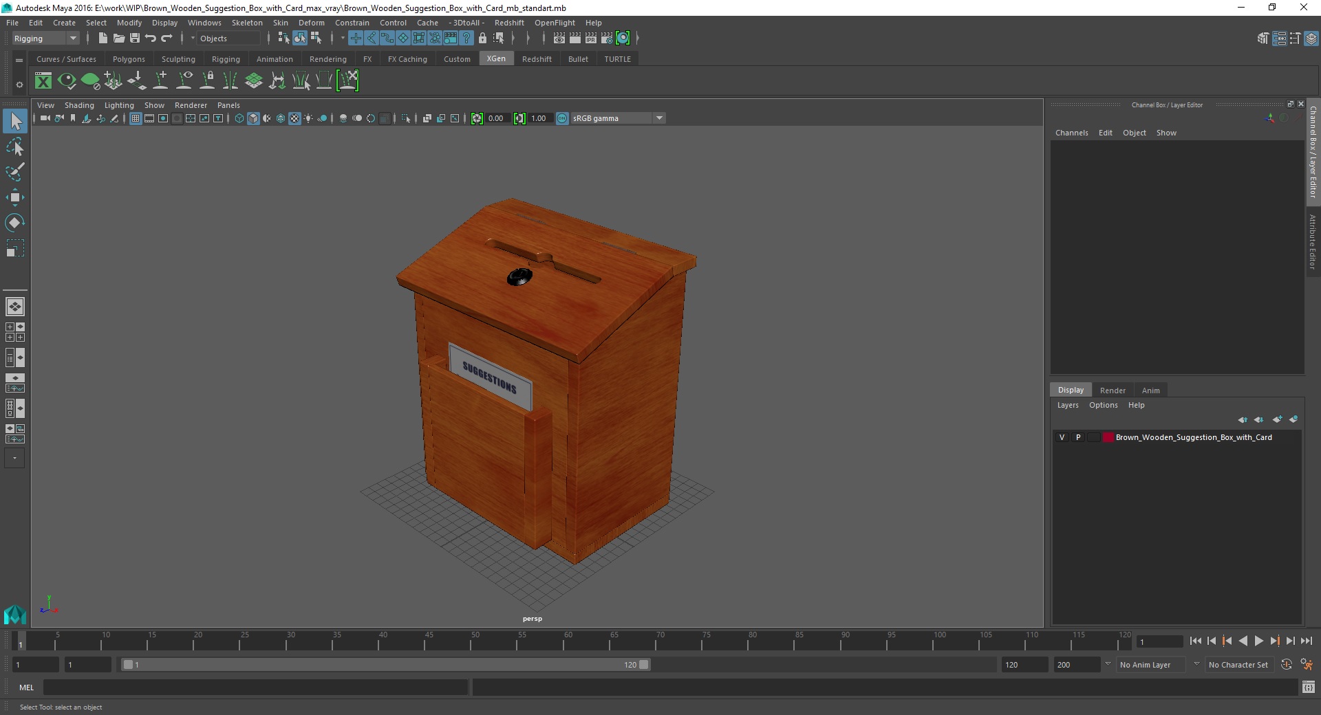 Brown Wooden Suggestion Box with Card 3D