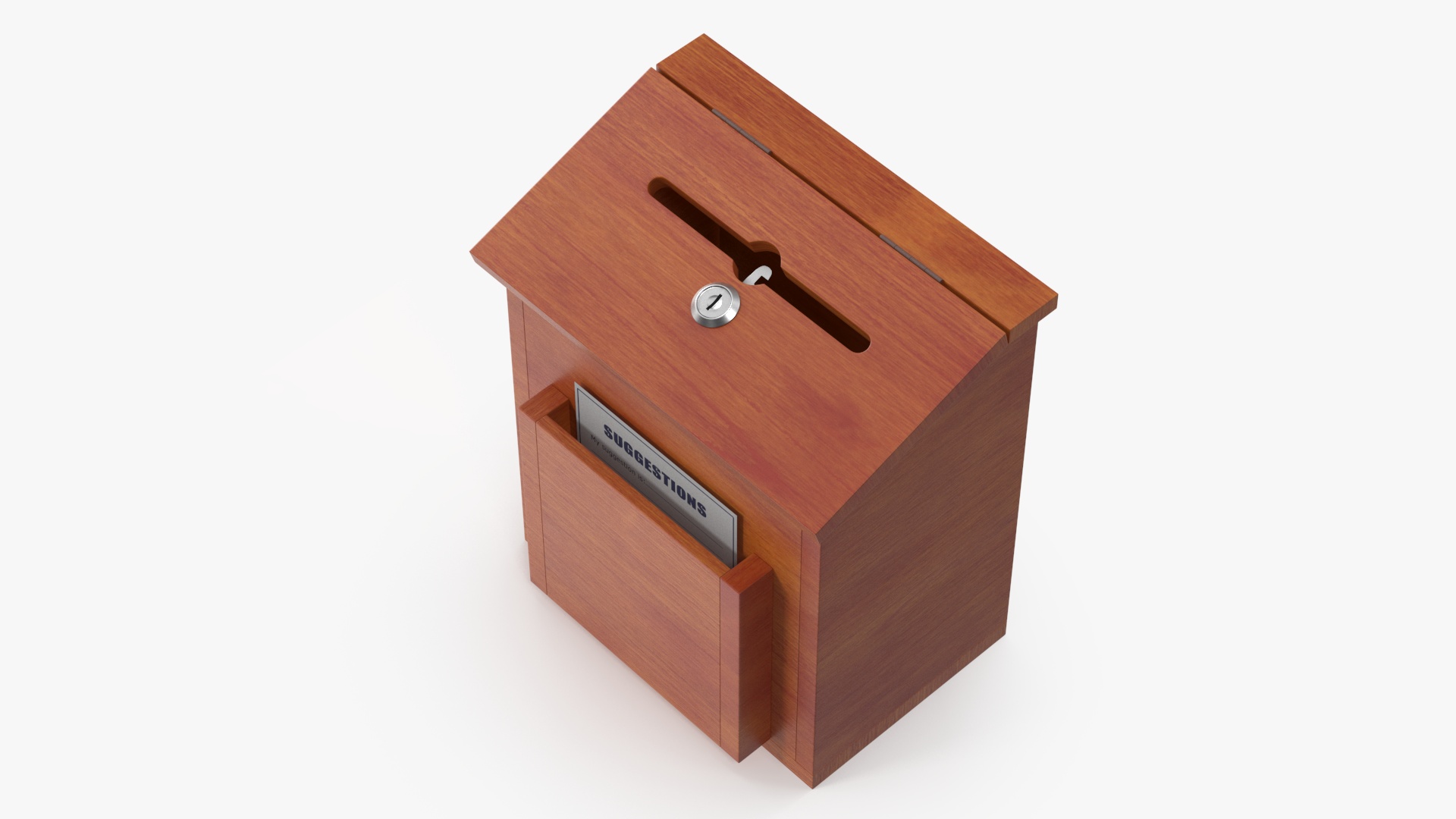 Brown Wooden Suggestion Box with Card 3D