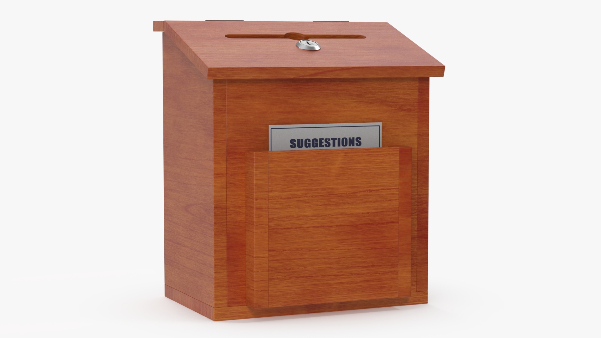 Brown Wooden Suggestion Box with Card 3D