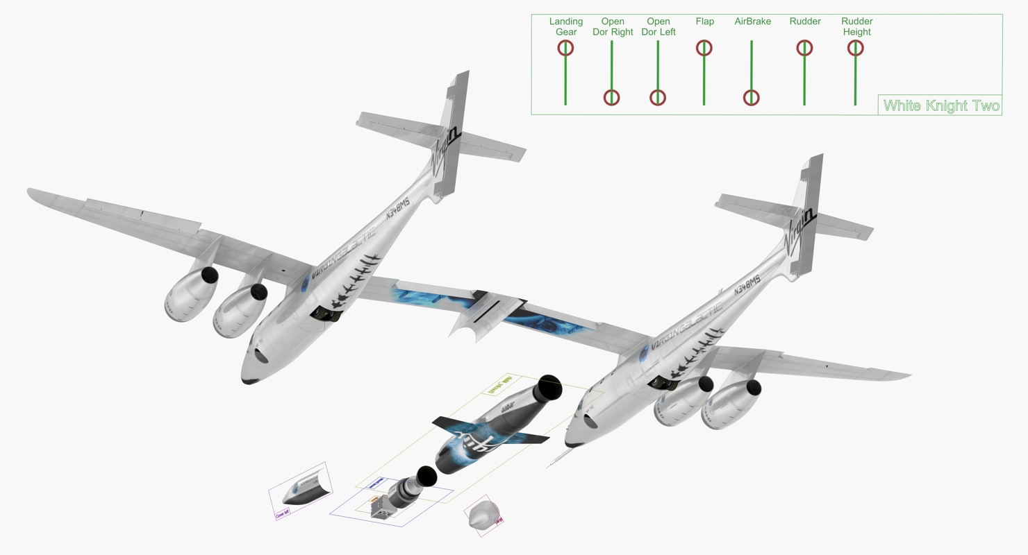 3D Virgin Galactic LauncherOne Rocket Rigged