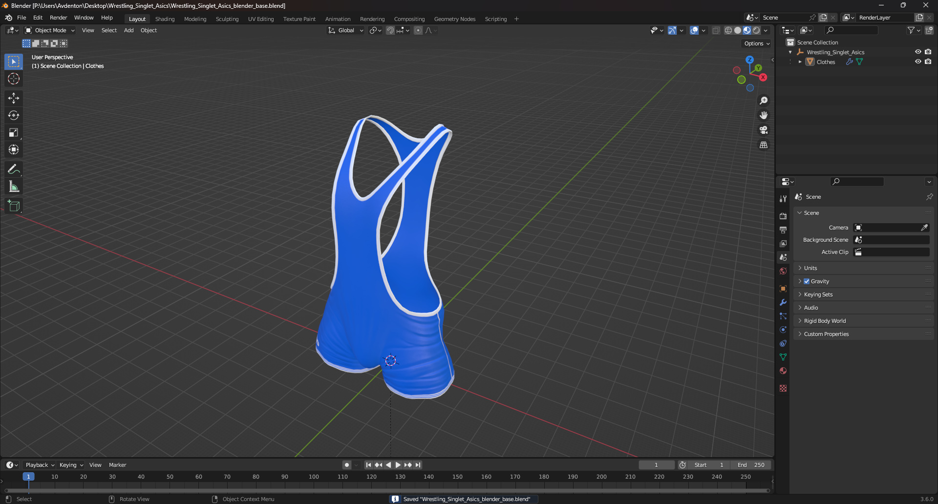 3D Wrestling Singlet Asics model