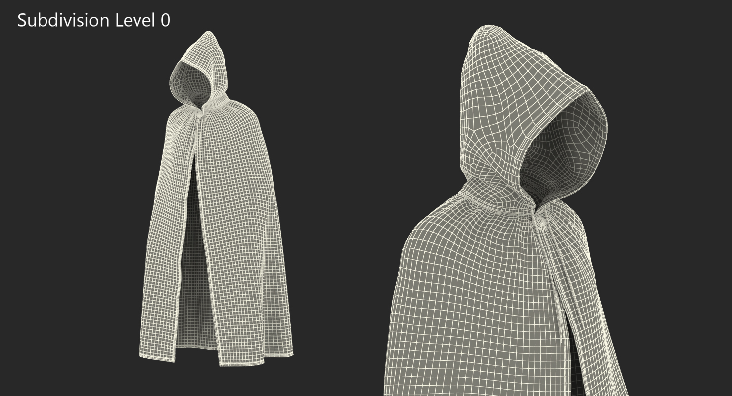 Black Cloak or Cape with Hood 3D model