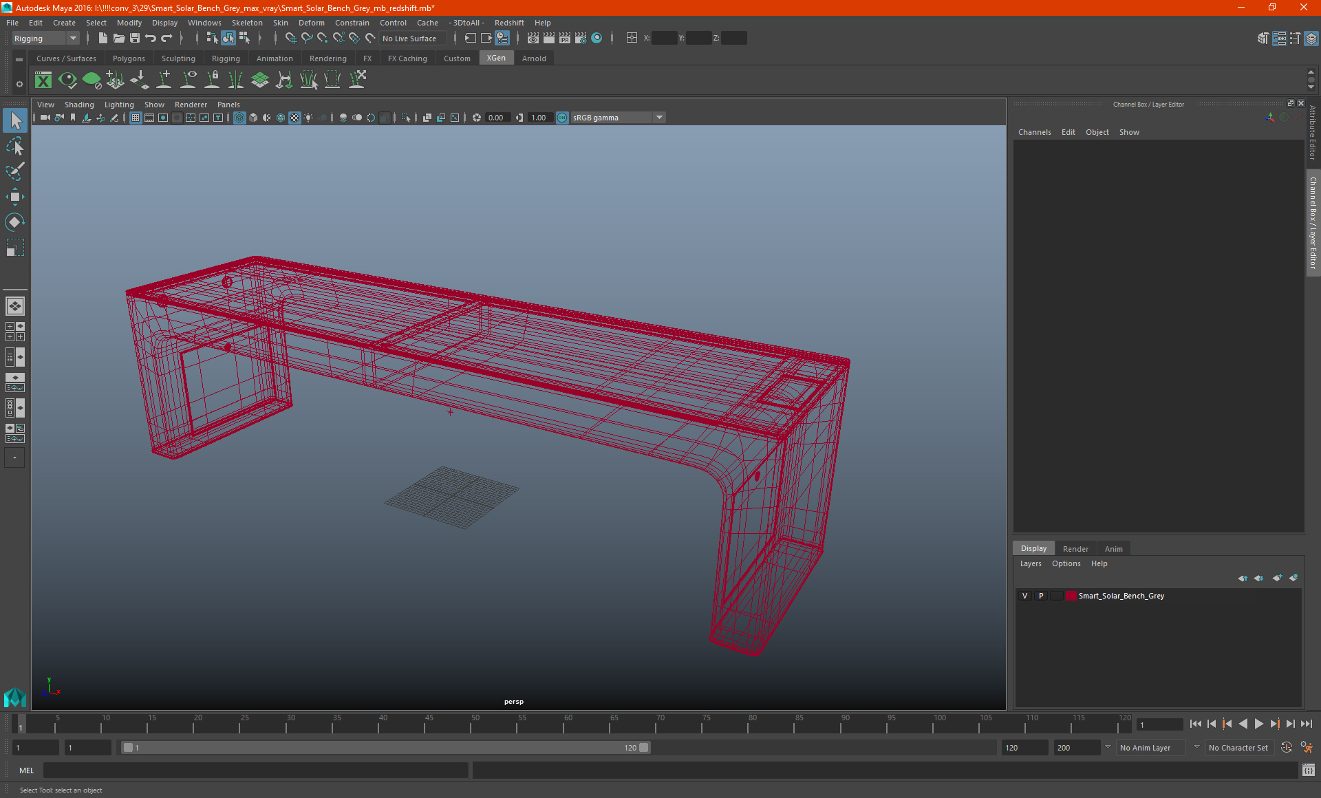 Smart Solar Bench Grey 3D