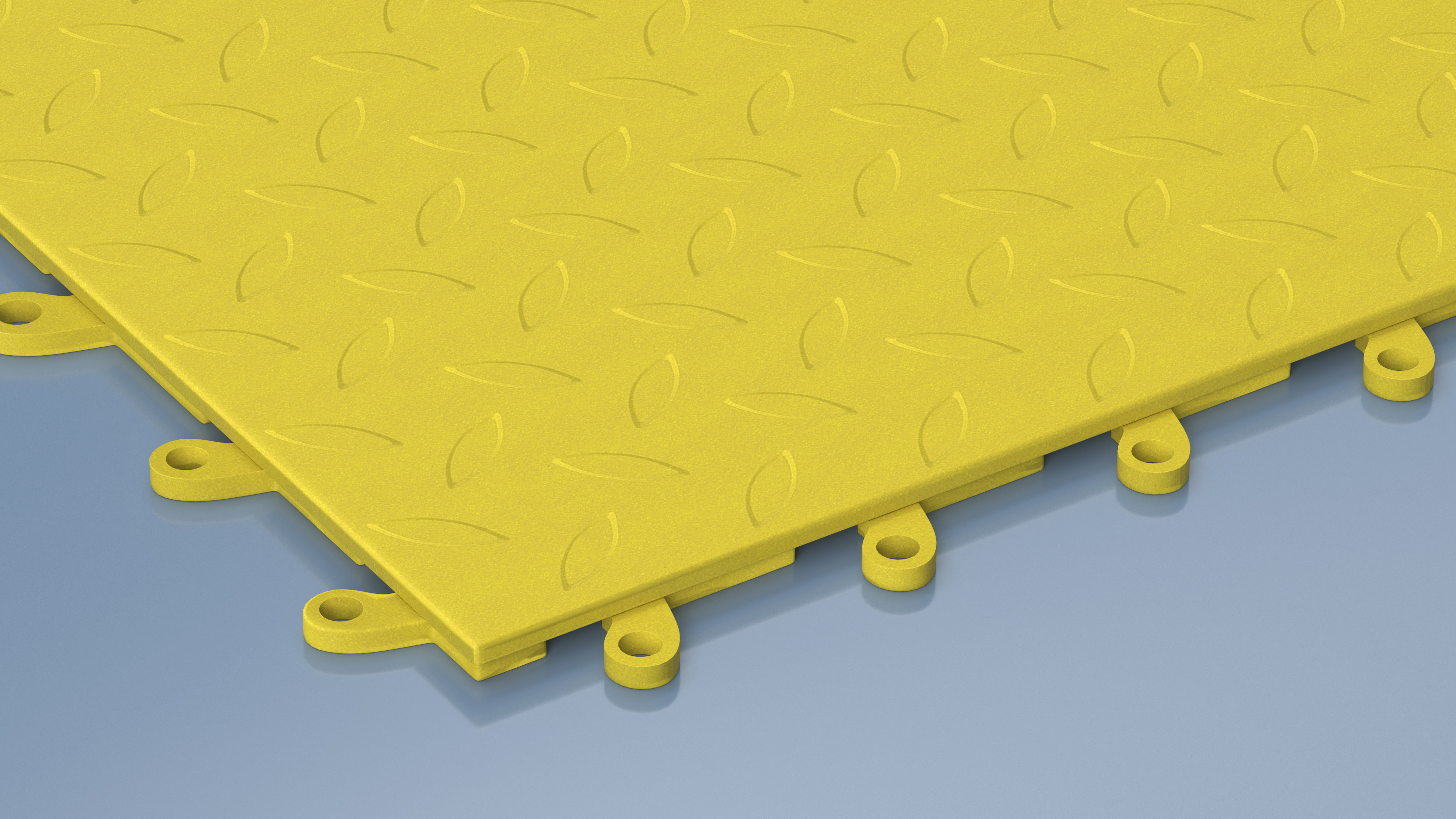 3D Connectable Floor Mat Tile Yellow model