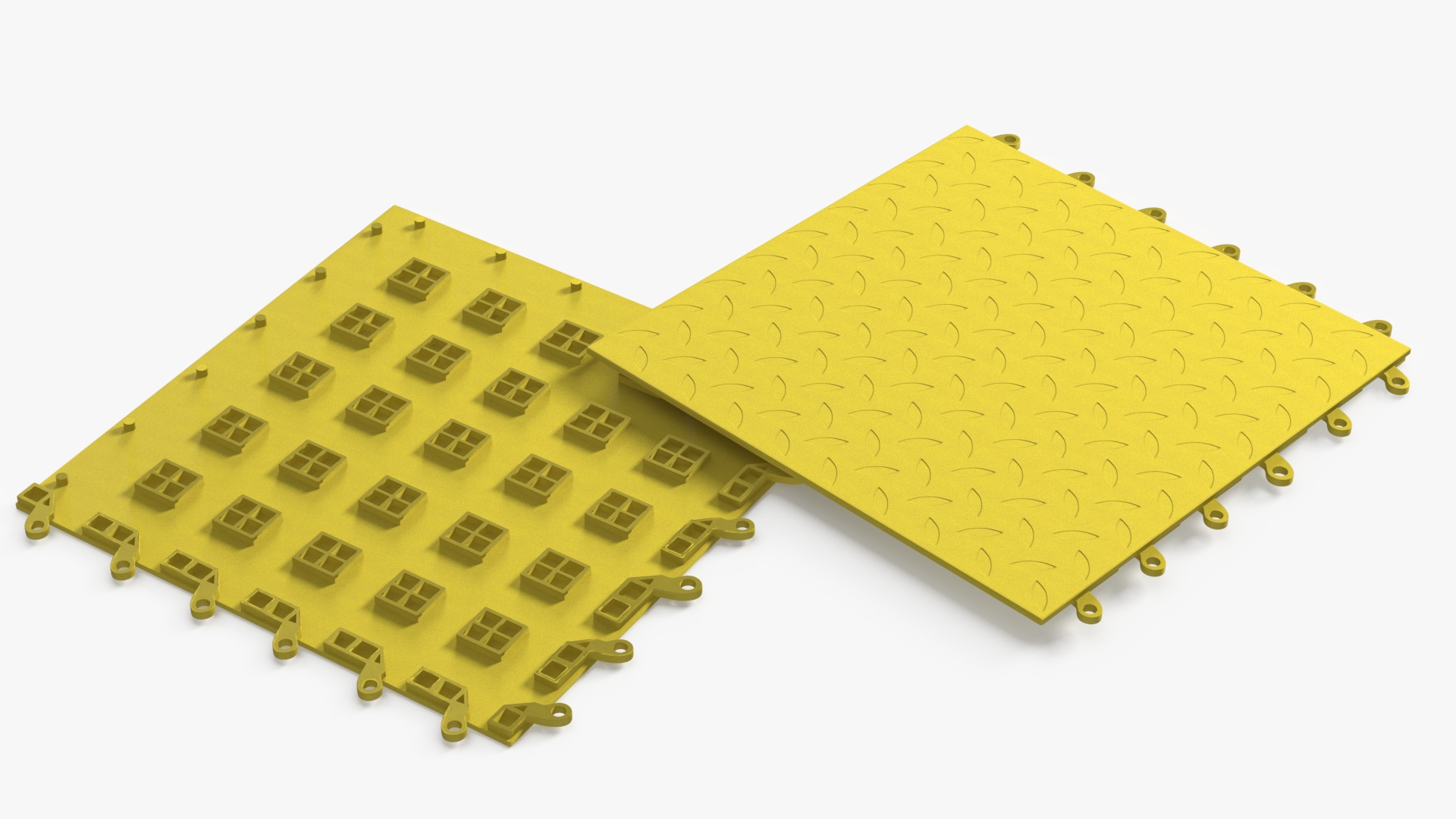 3D Connectable Floor Mat Tile Yellow model
