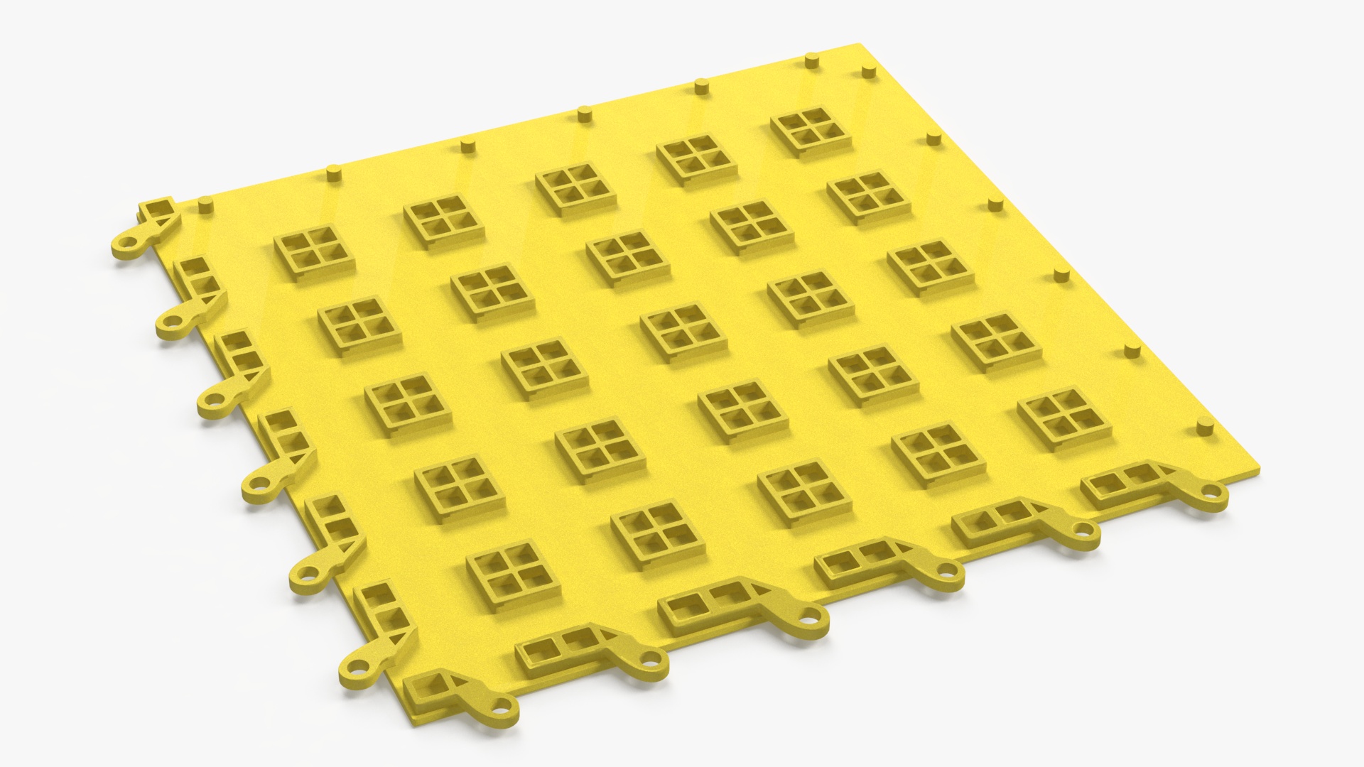 3D Connectable Floor Mat Tile Yellow model