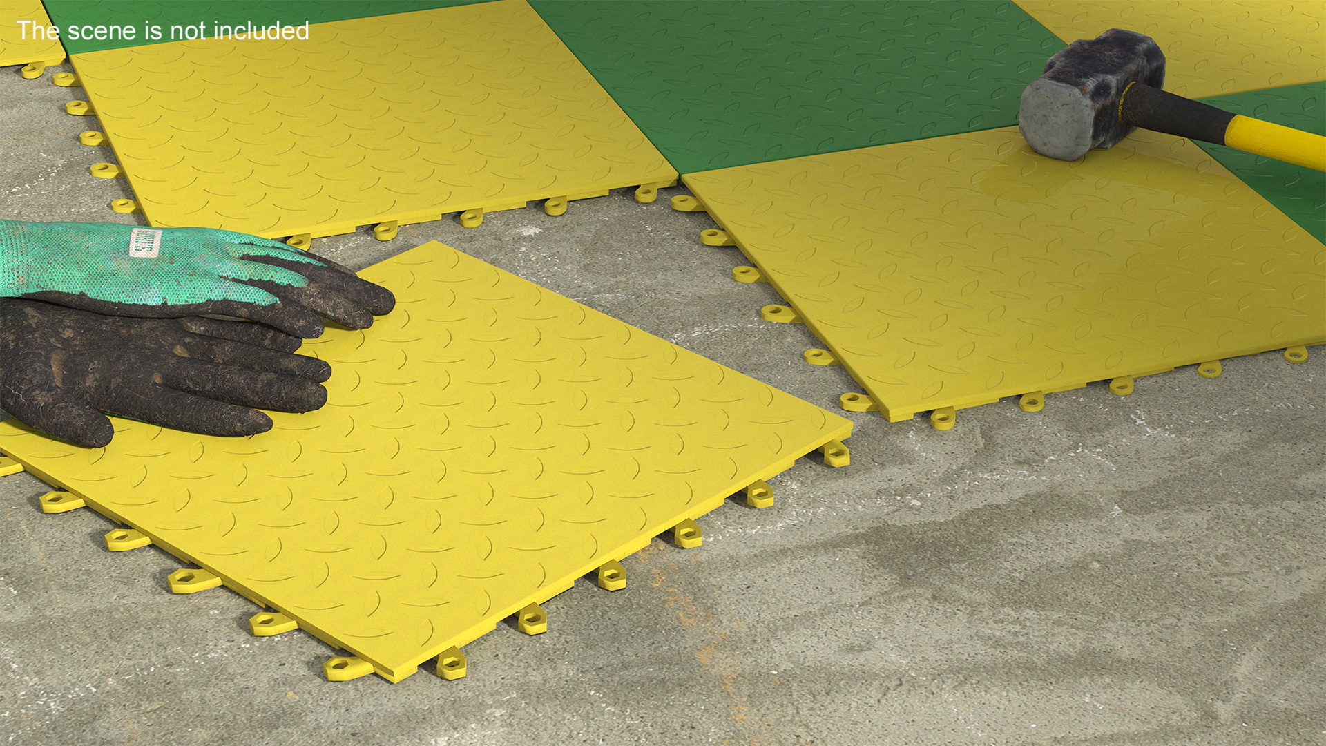 3D Connectable Floor Mat Tile Yellow model