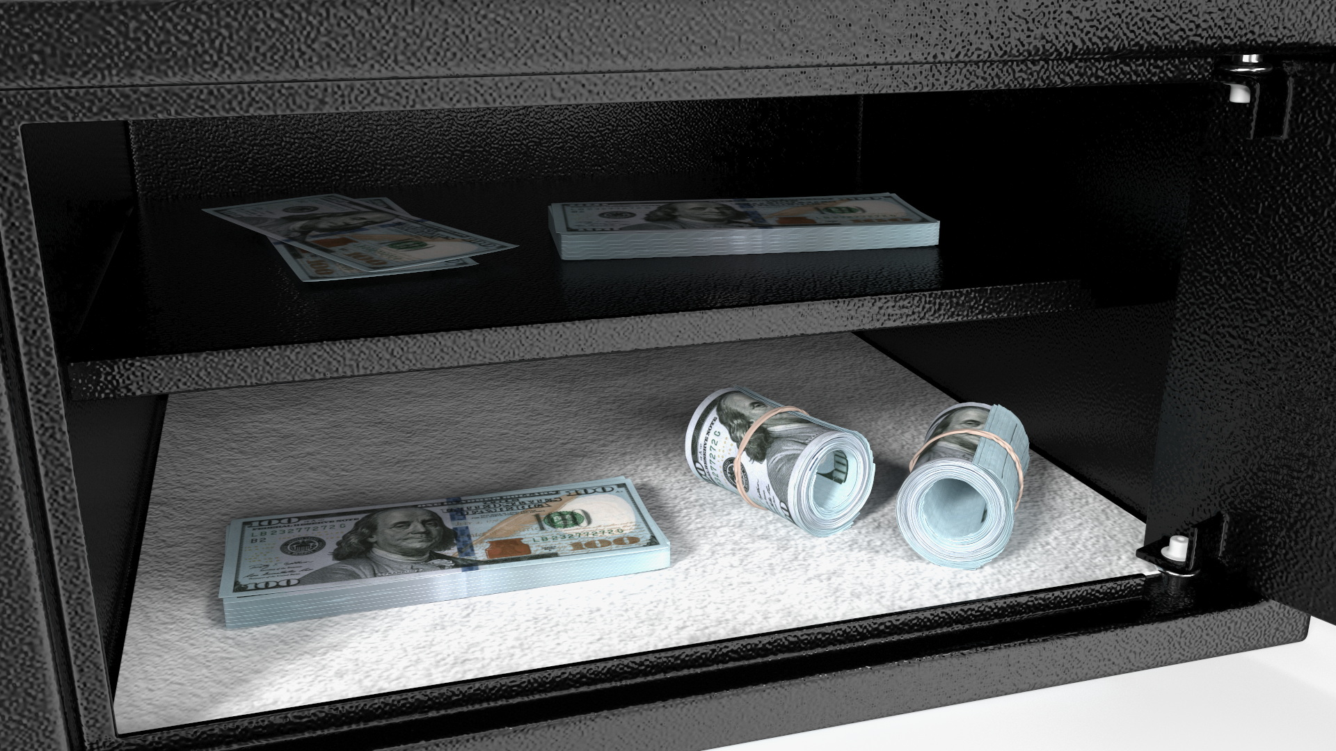 3D Digital safe with money model