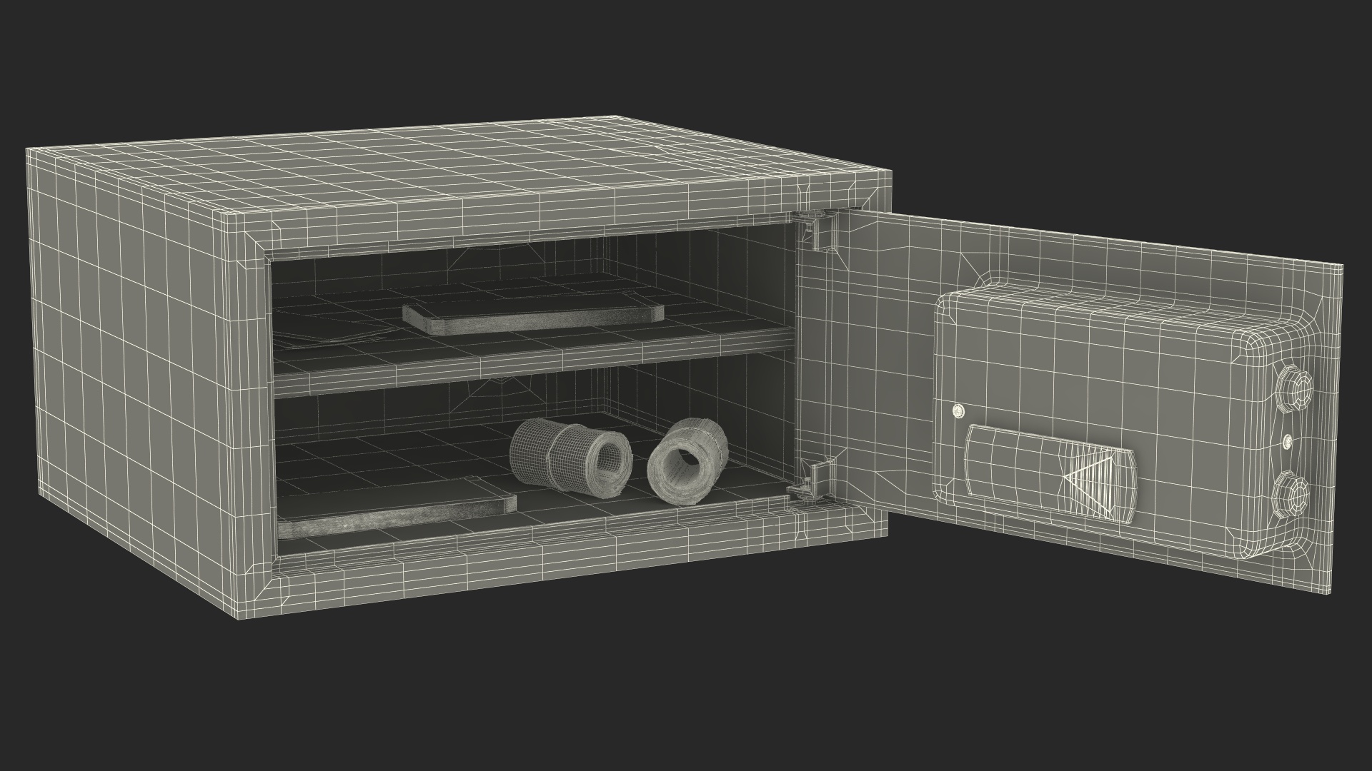 3D Digital safe with money model