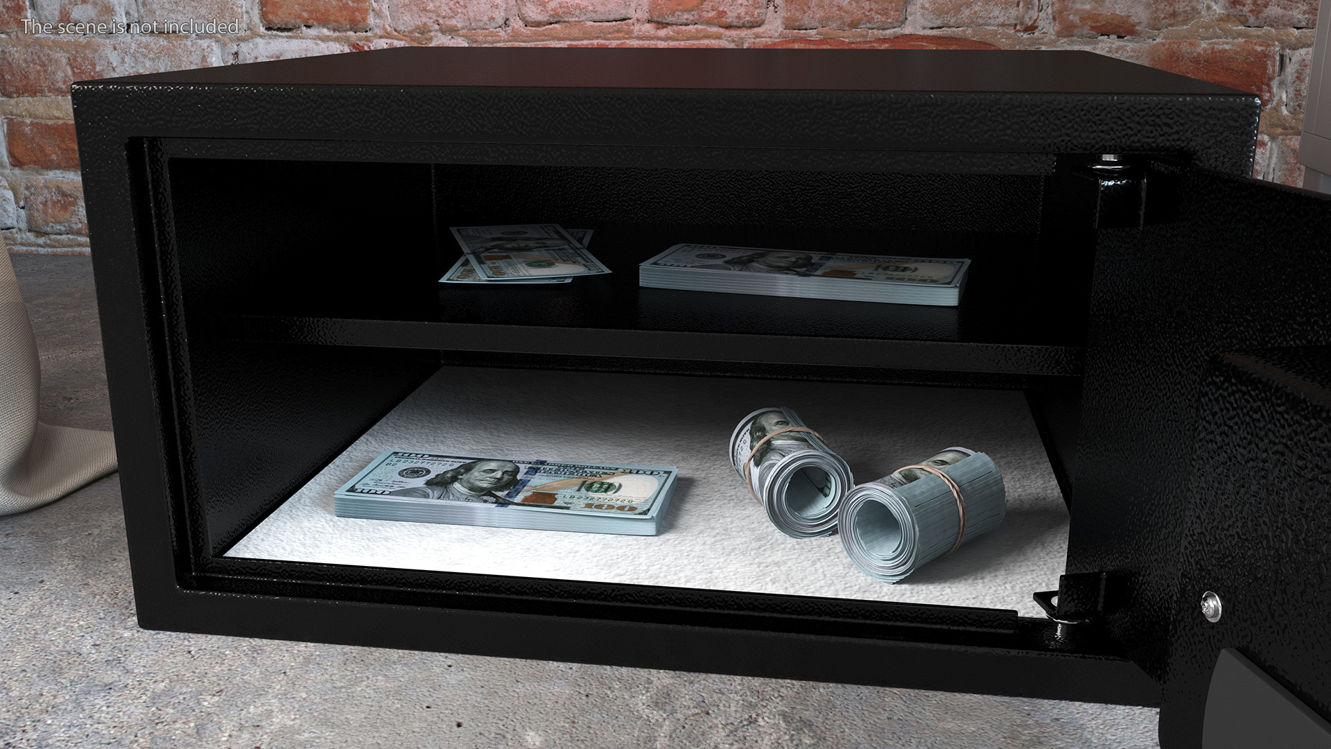 3D Digital safe with money model