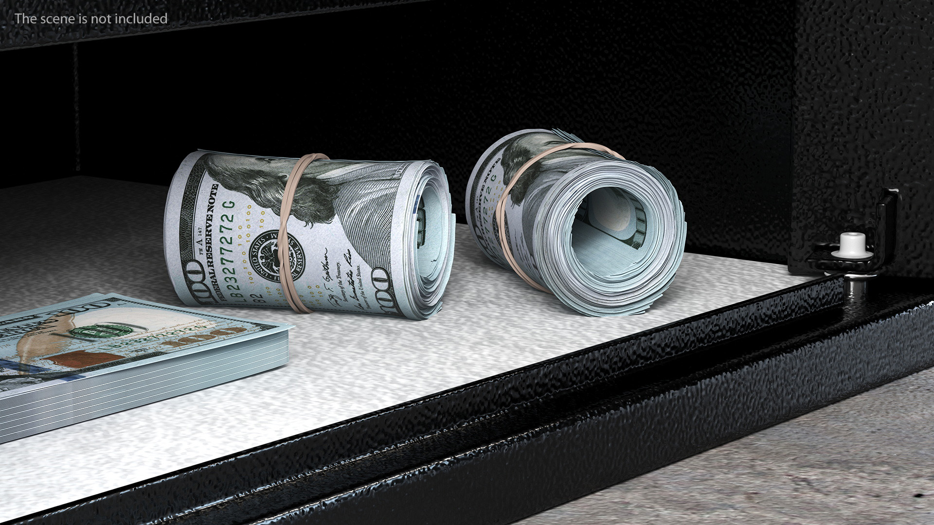 3D Digital safe with money model