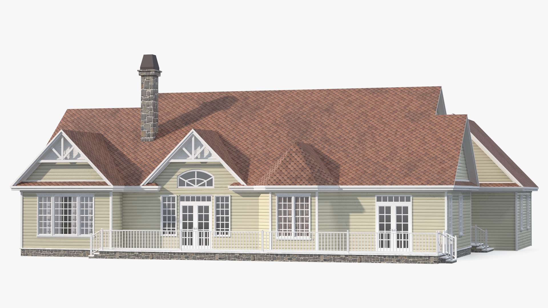 3D American House with Garage Yellow model