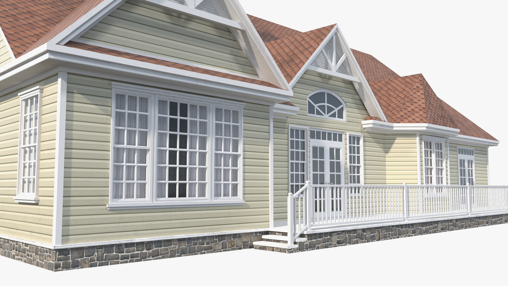 3D American House with Garage Yellow model