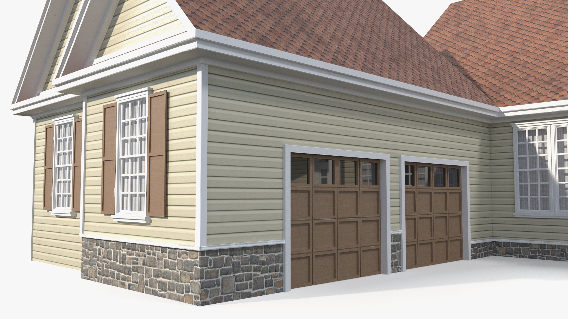 3D American House with Garage Yellow model