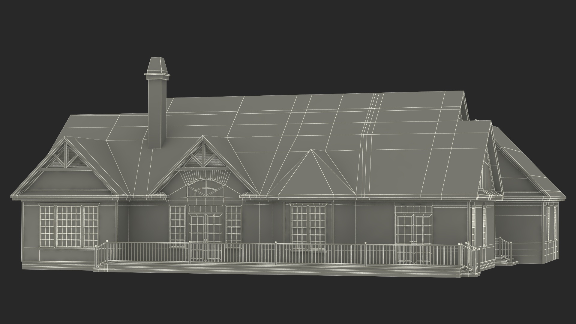 3D American House with Garage Yellow model