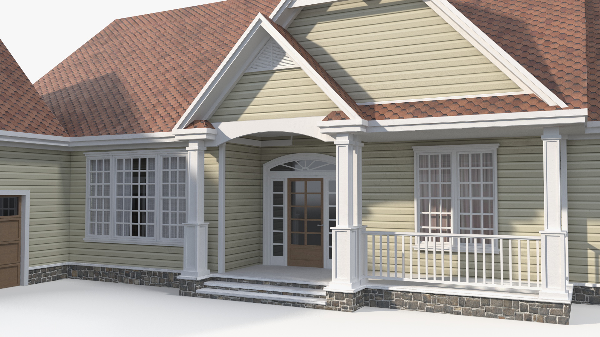 3D American House with Garage Yellow model