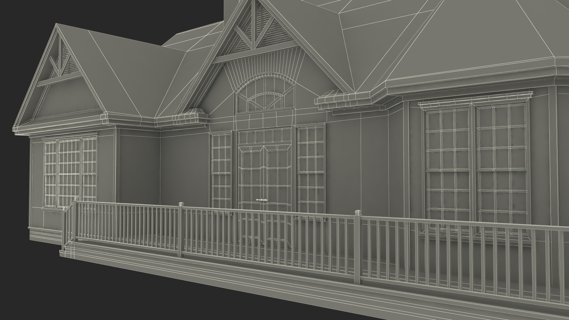 3D American House with Garage Yellow model