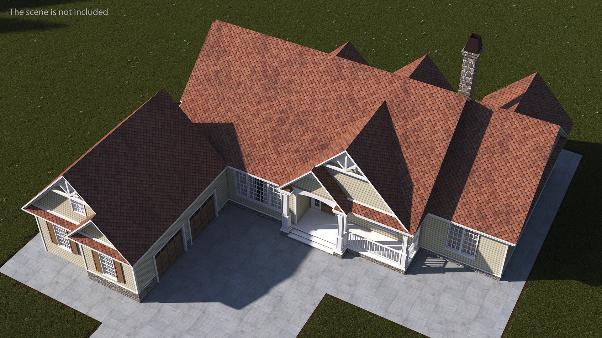 3D American House with Garage Yellow model