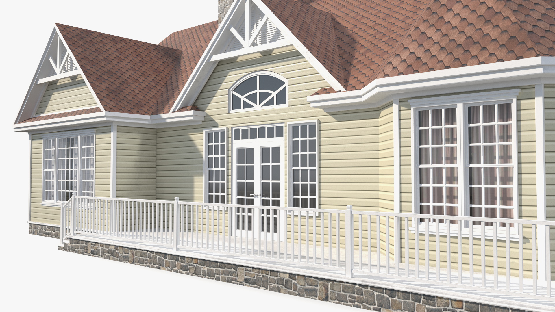 3D American House with Garage Yellow model