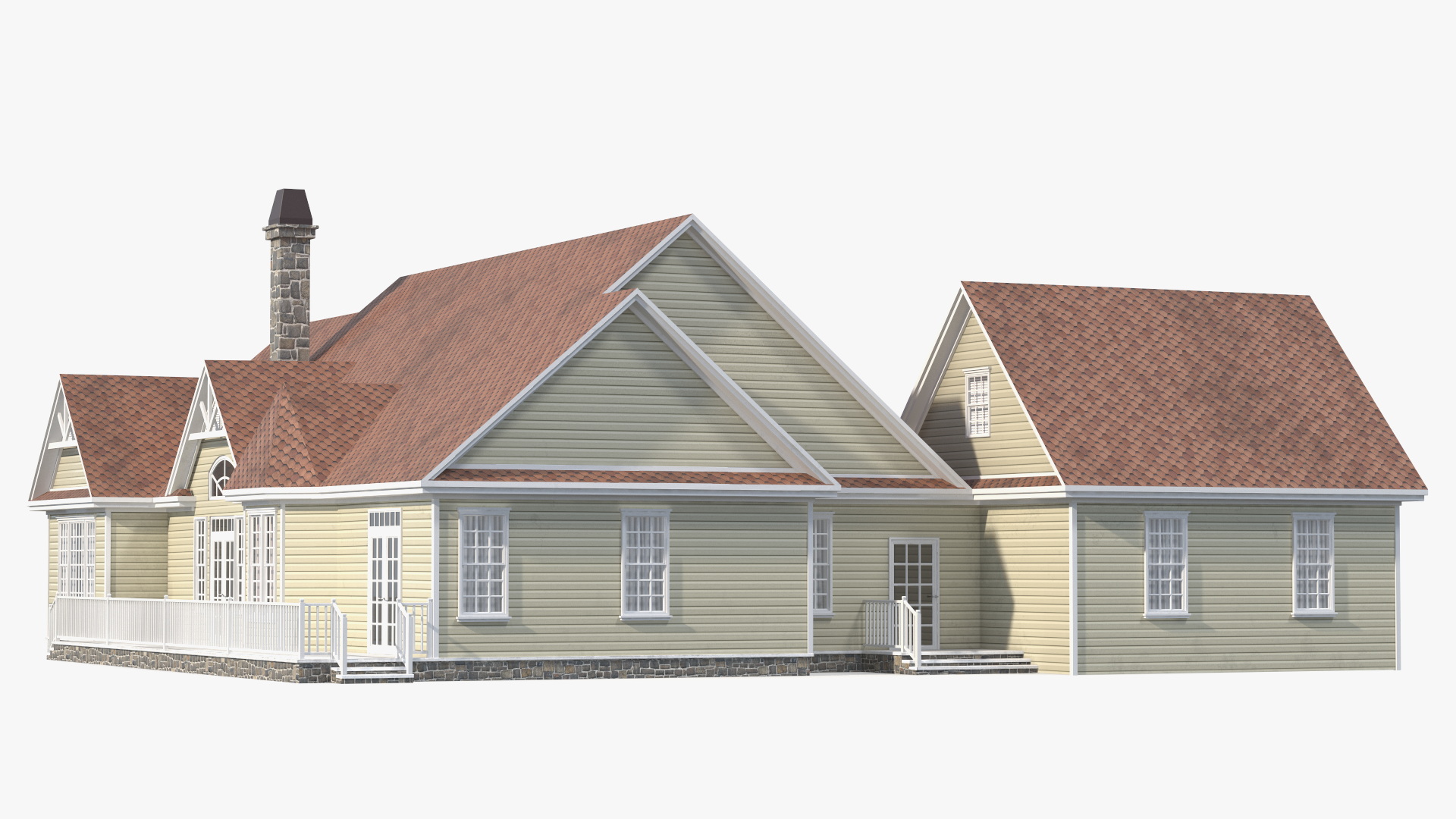 3D American House with Garage Yellow model