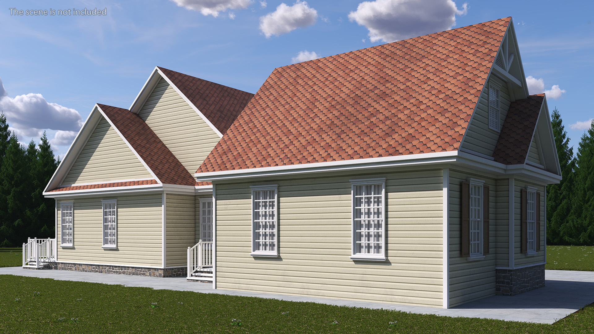 3D American House with Garage Yellow model